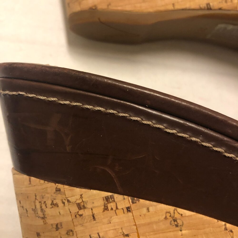 Prada wedge open toe cork platform brown slide sa… - image 9